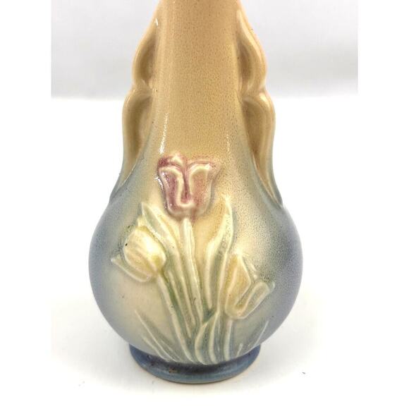 VTG Hull Art Pottery Tulip Blue Jardiniere Vase Planter Art Deco USA 6.75" - Picture 2 of 13